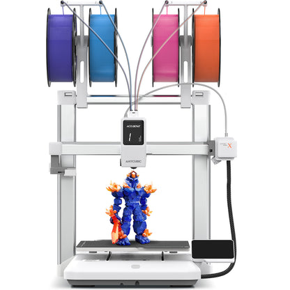 Anycubic Kobra X 3D Printer, 600mm/s High-Speed FDM Printer with 4-Color Printing, 49-Point Auto-Leveling, Smart AI Detection for Beginners & Professionals, 260x260x260 mm