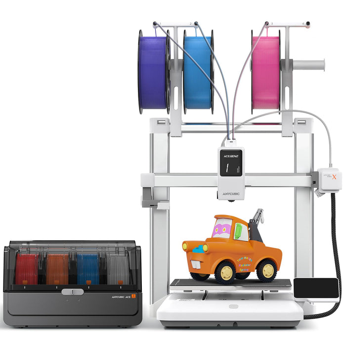 Anycubic Kobra X Combo 3D Printer with Built-in 7-Color Printing, 2X Faster & Saves Filament, ACE GEN 2 Multi-Material System,≤48 dB Quiet & Auto-Leveling Printing, Large 260x260x260mm Build Volume