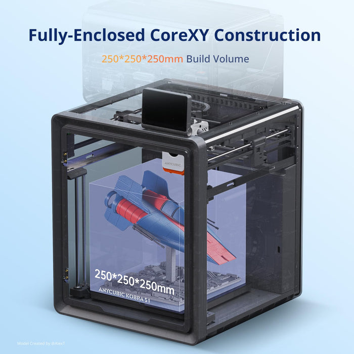 ANYCUBIC Kobra S1 ACE 2 Pro Combo Multi-Color 3D Printer, Up to 16-Color Printing, Fully Enclosed CoreXY, 600 mm/s High Speed, 320°C Hotend & Auto Leveling, Filament Drying, 250×250×250 mm³